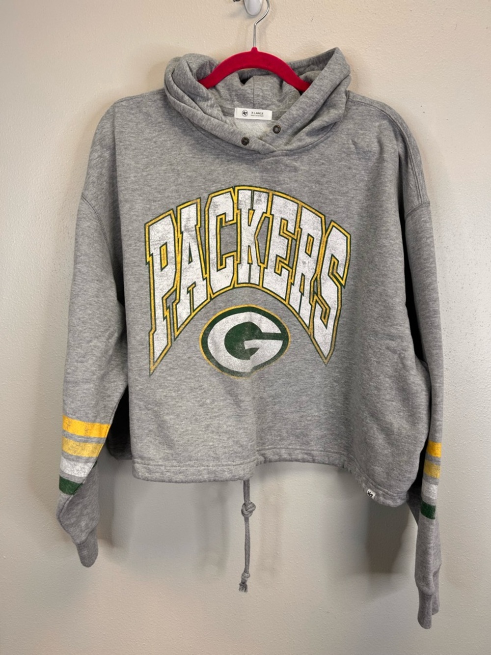 Green Bay Packers Grey Cropped Hoodie Logo XL Wisconsin Football Sports Green